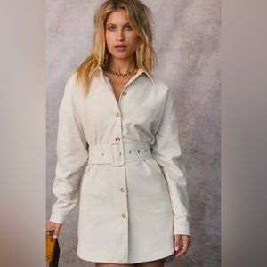 roslyn beige corduroy shacket dress | 12th Tribe